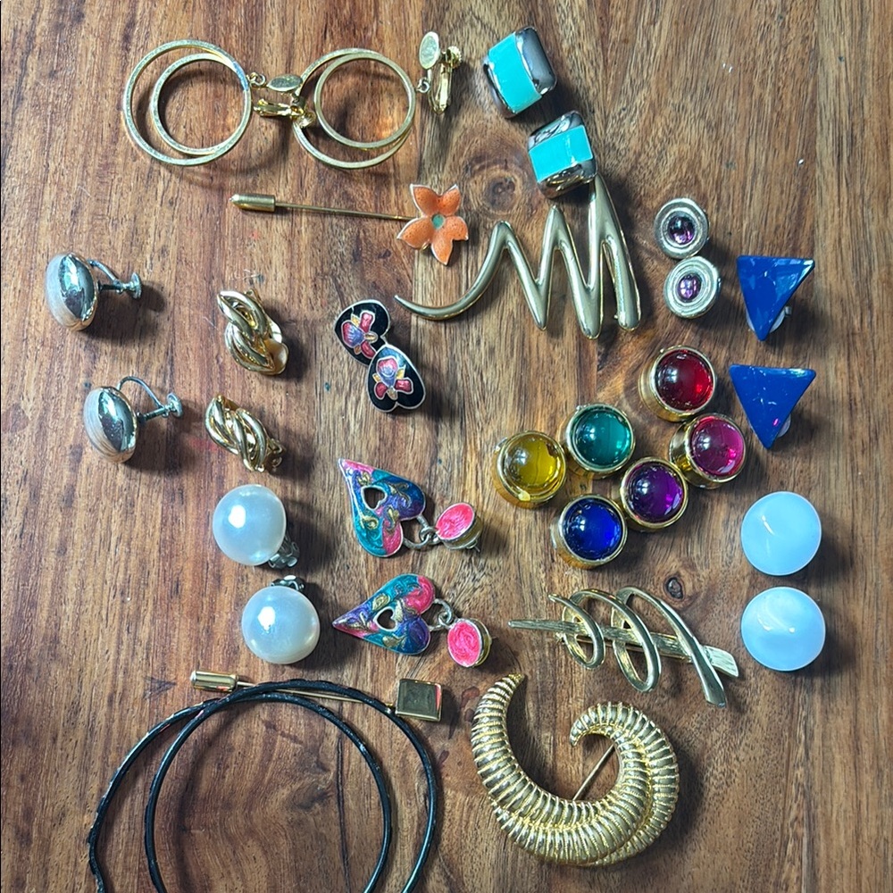 80s 90s funky Gold and Silver Women's Jewelry bundl